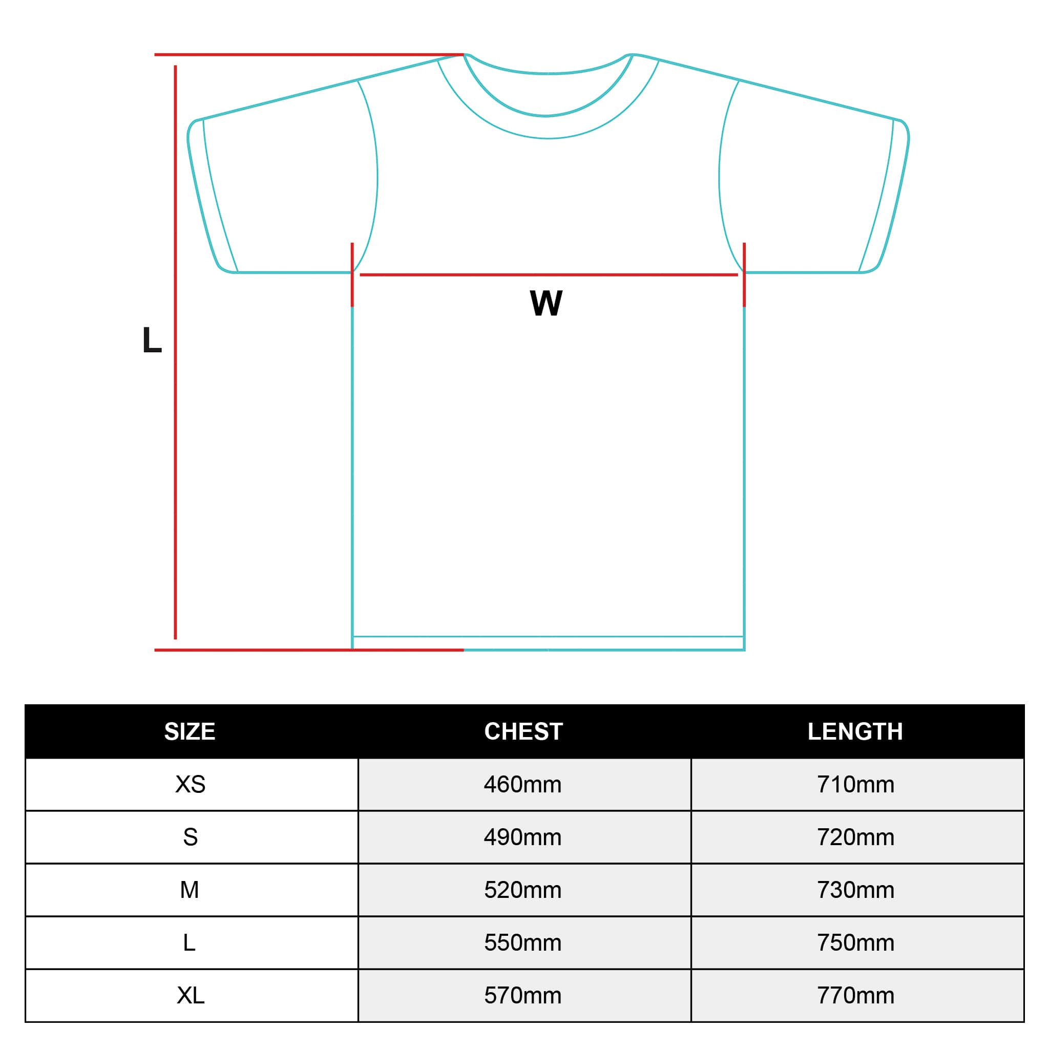 t-shirt size chart
