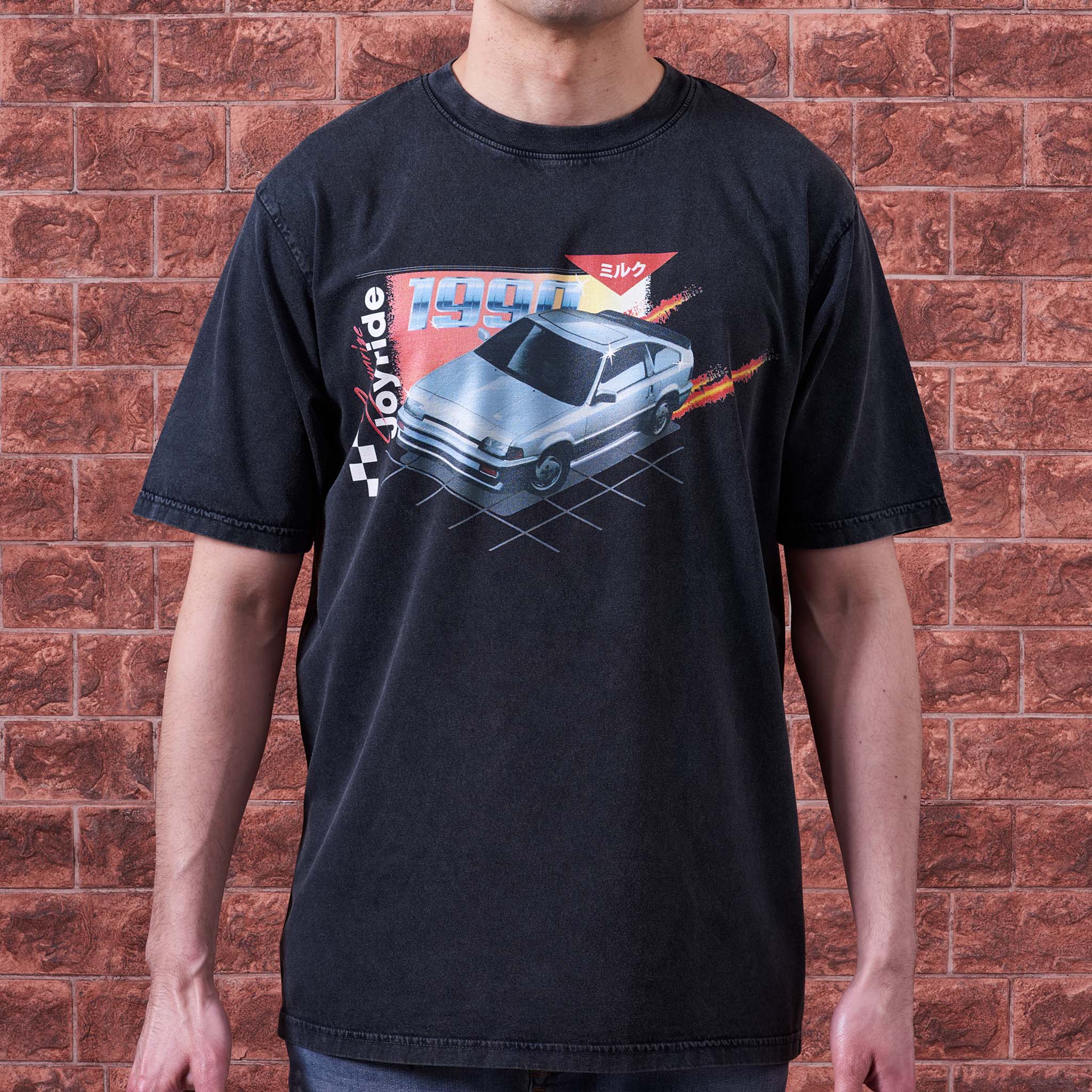washed black vintage car t-shirt