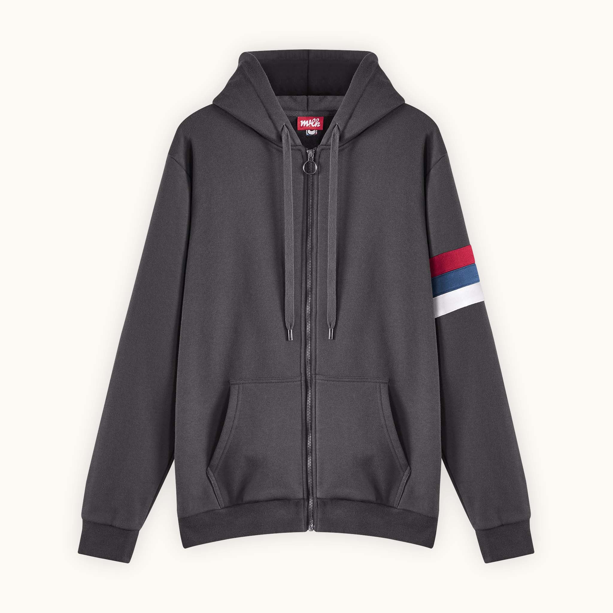 washed black zip hoodie
