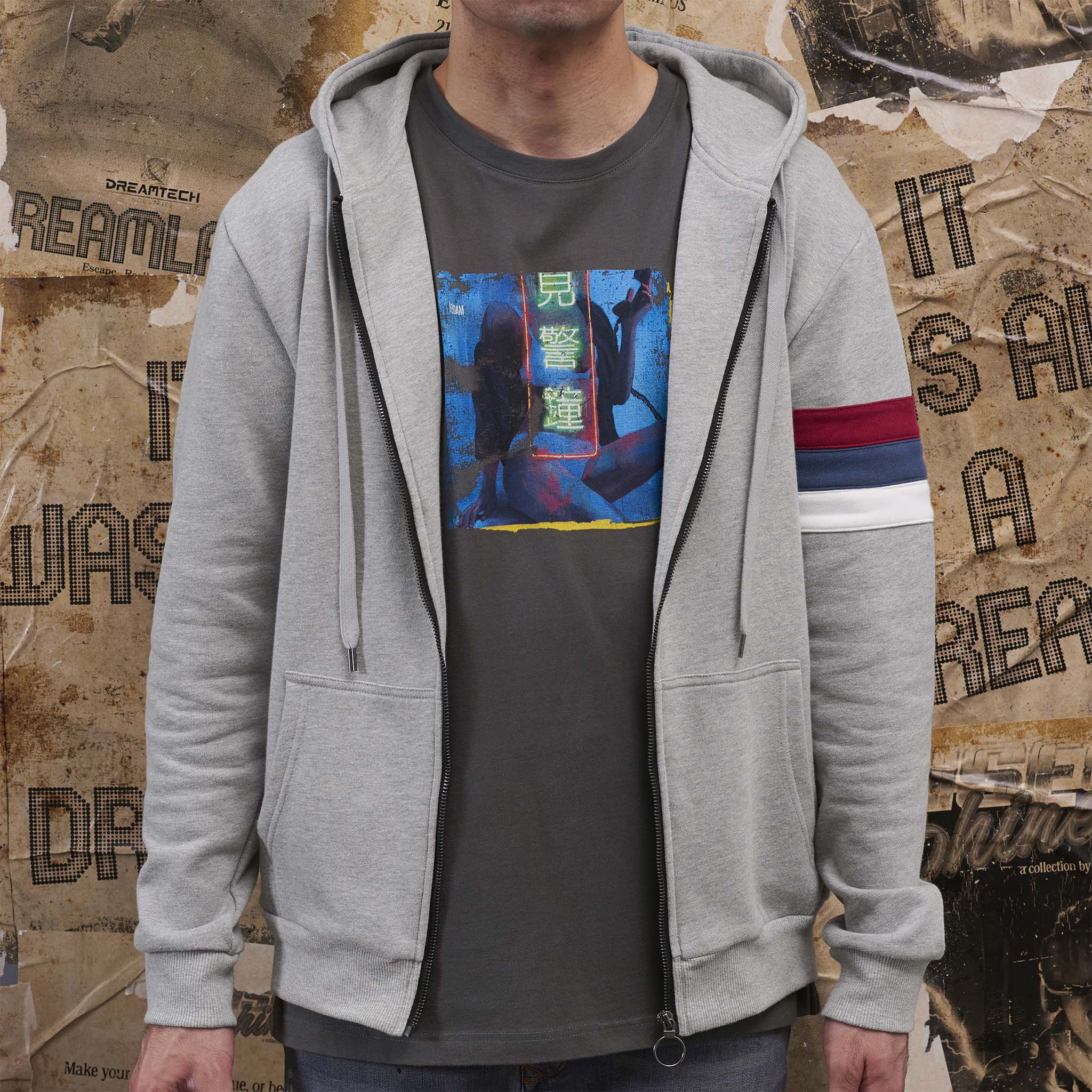 mens grey zip hoodie