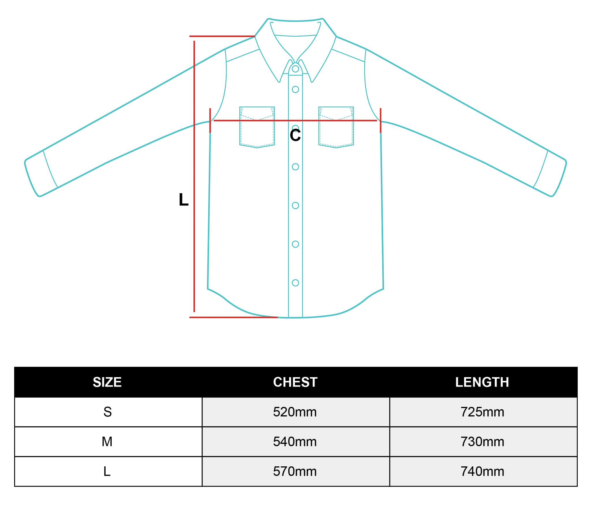 mens shirt size chart