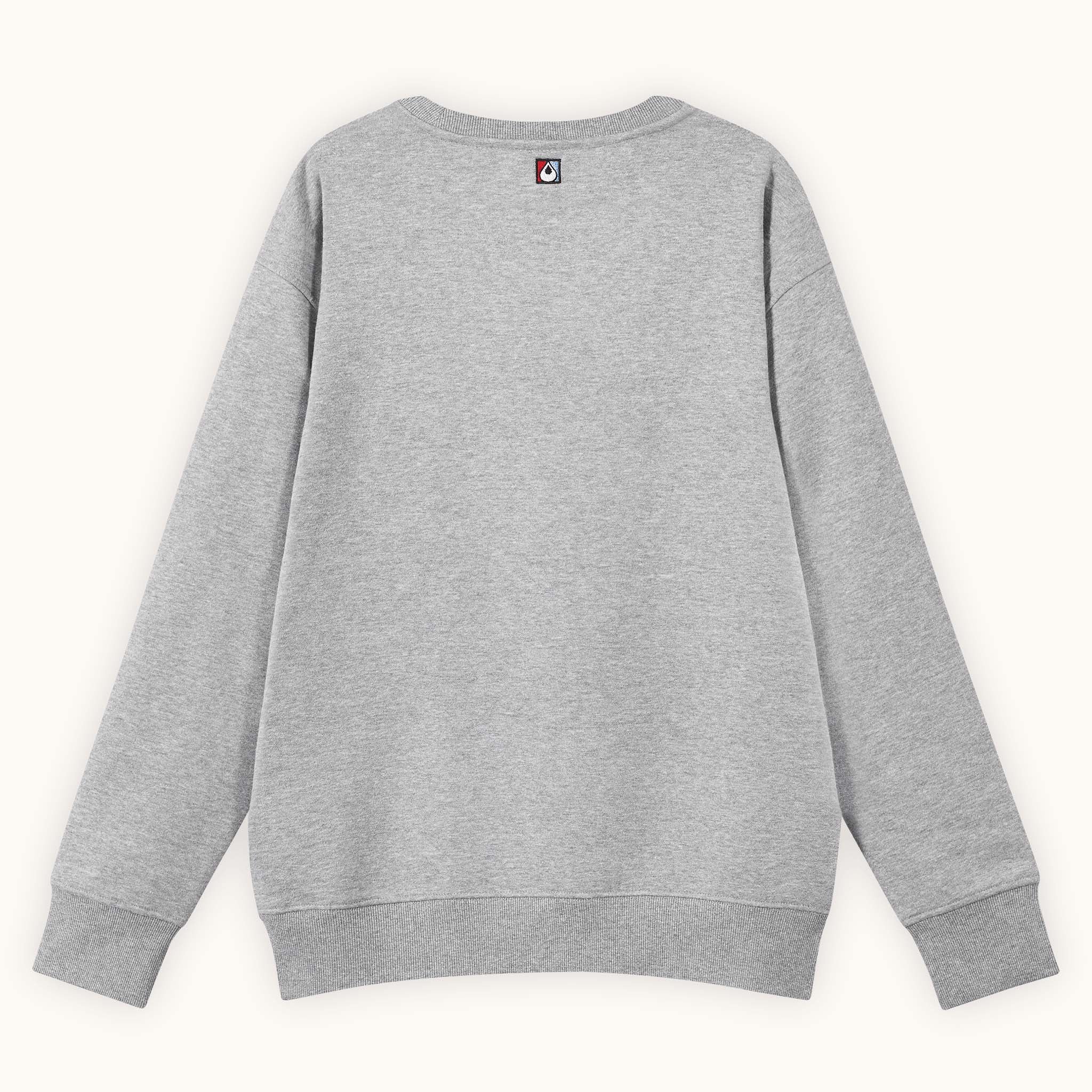 grey crewneck sweatshirt