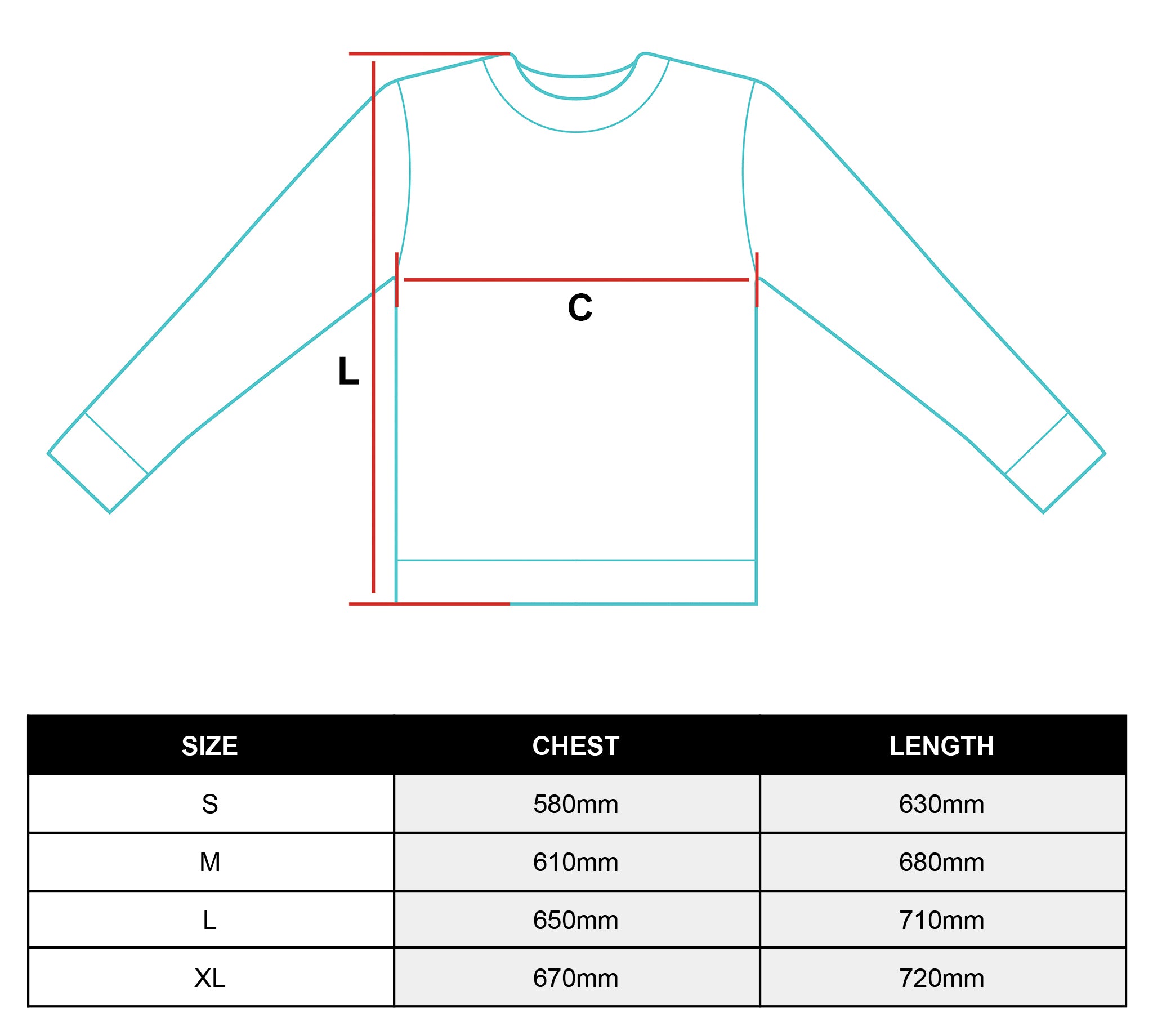 sweatshirt size chart