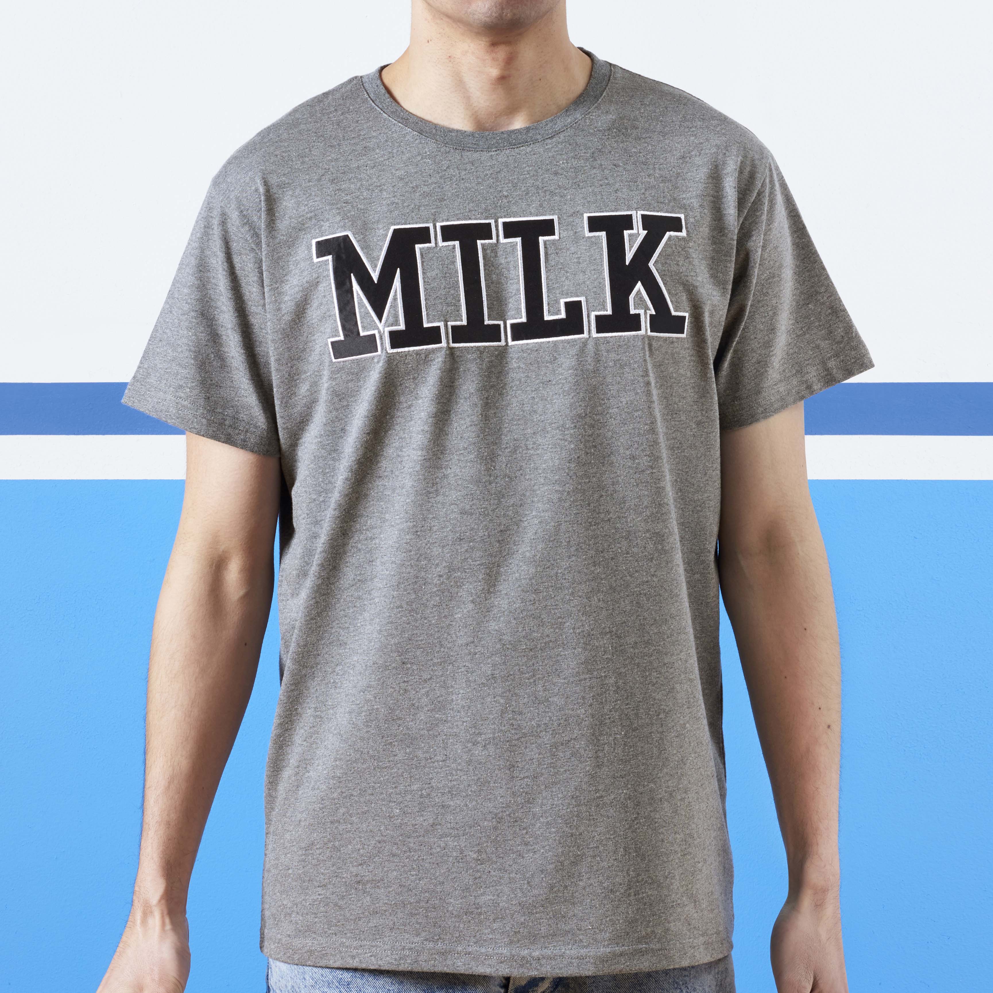 mens grey t-shirt with chest embroidery