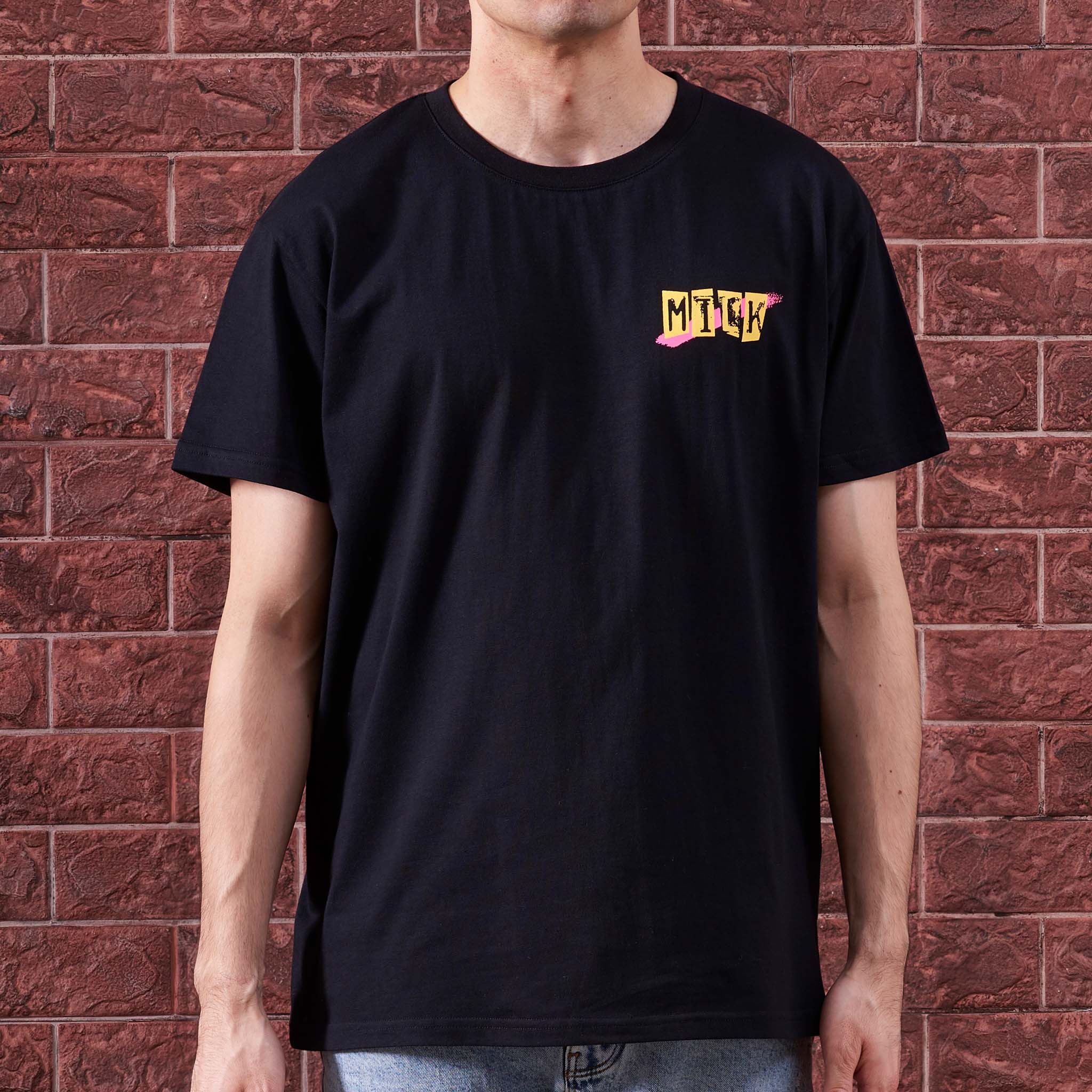 black t-shirt with chest print