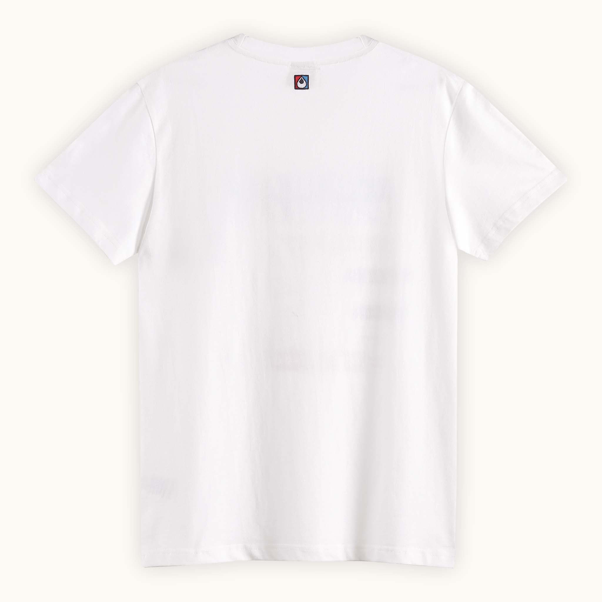 vintage style white t-shirt with futuristic print