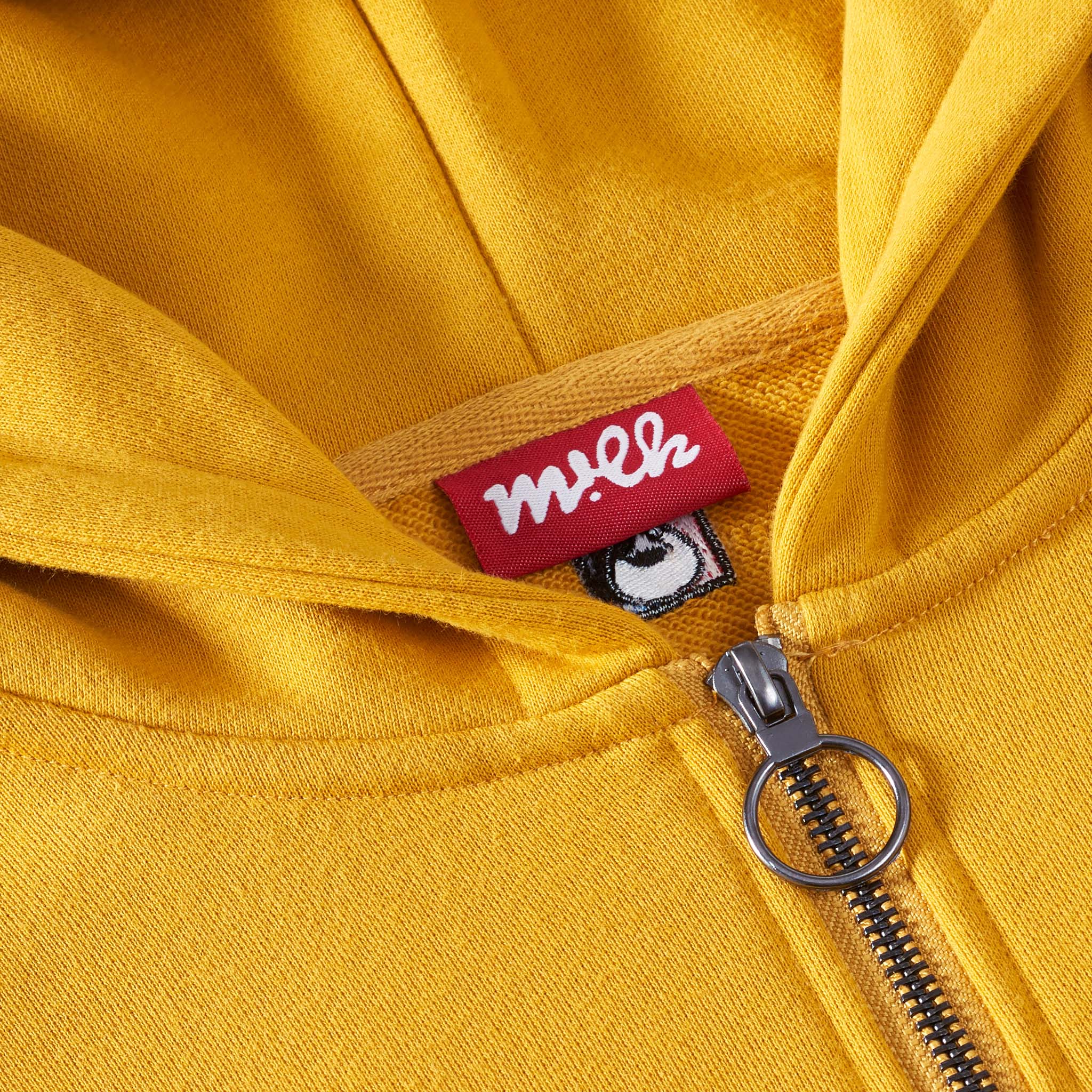 quarter zip hoodie with red label
