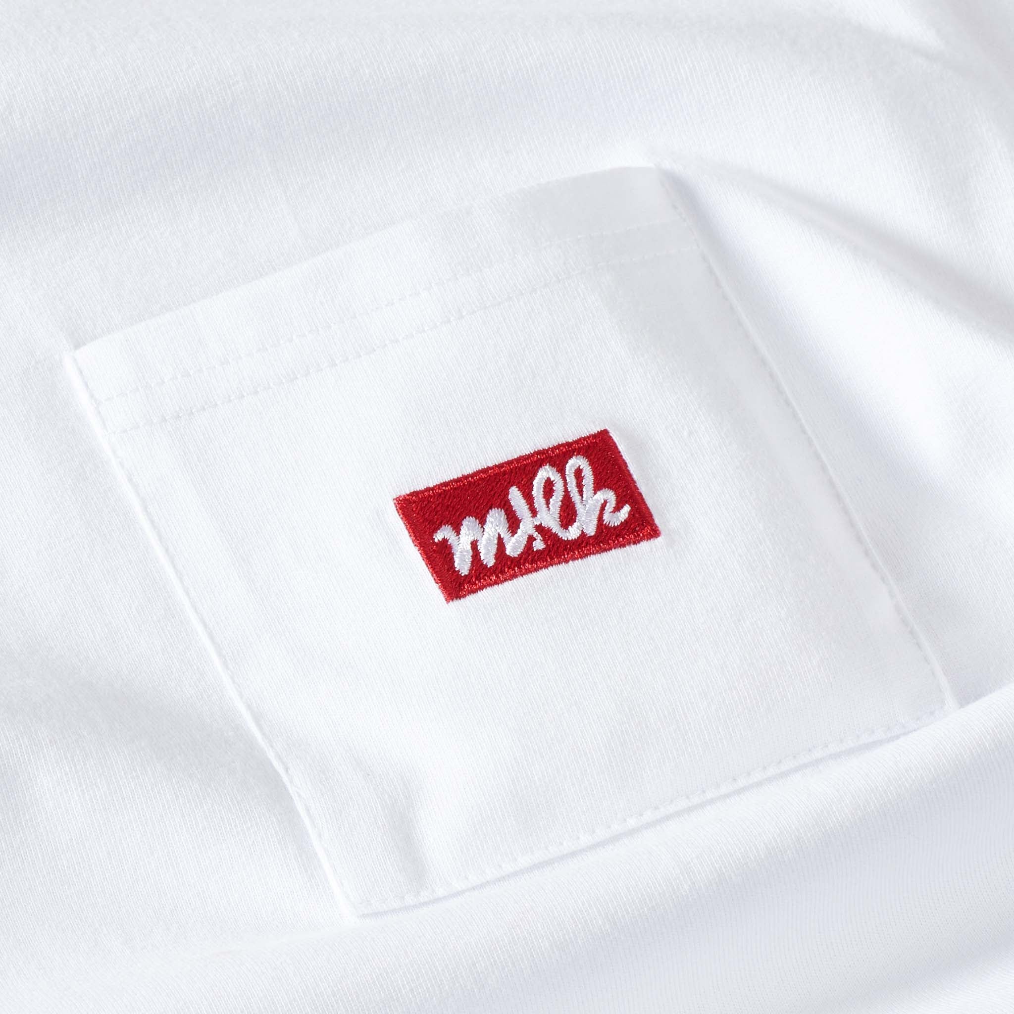white t-shirt with pocket embroidery