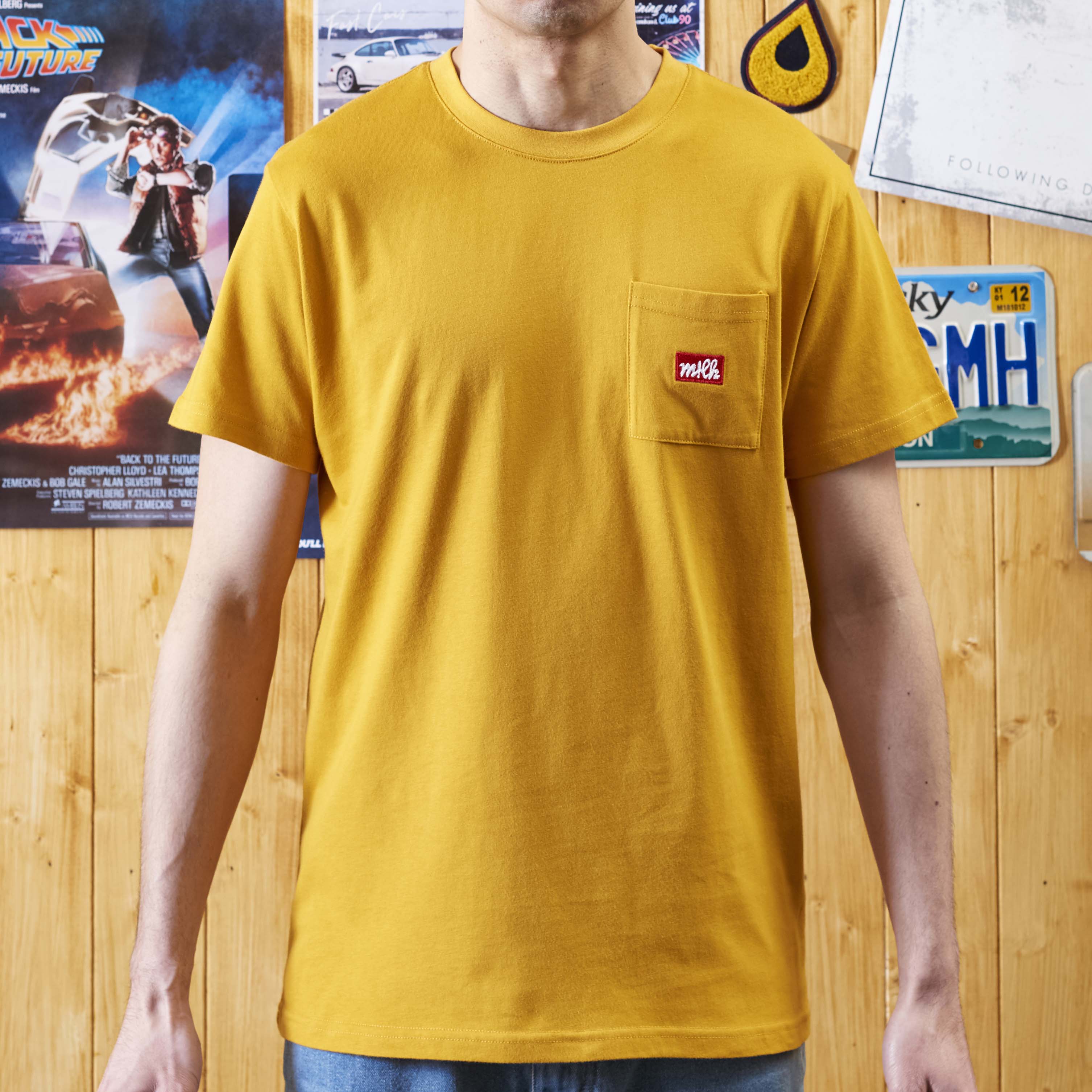 mens mustard pocket t-shirt