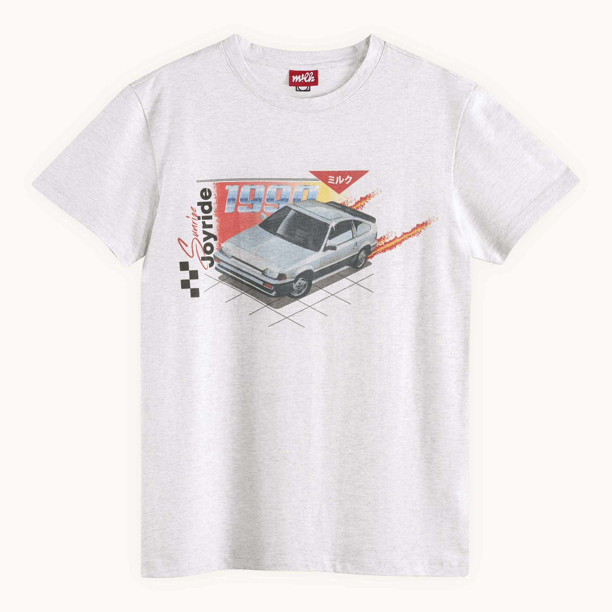 mens white printed vintage style car t-shirt