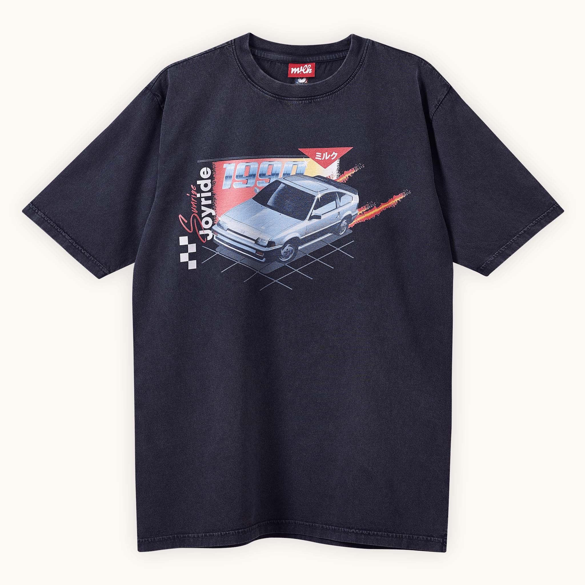 mens black vintage style car t-shirt