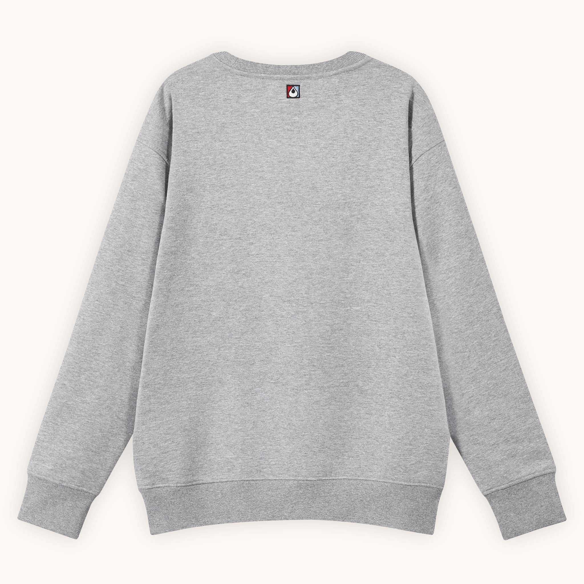 grey  crewneck sweatshirt