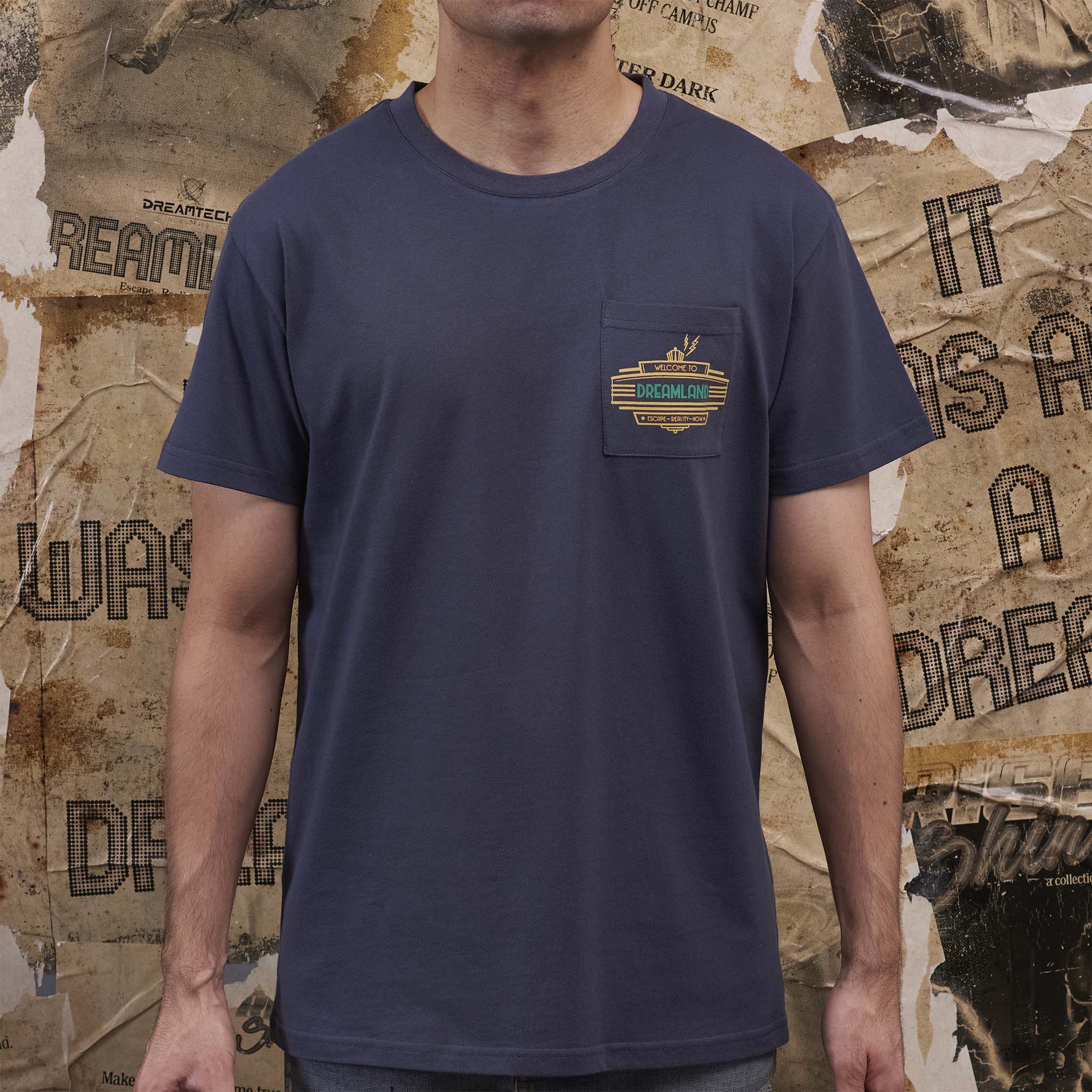 indigo pocket t-shirt with pocket print
