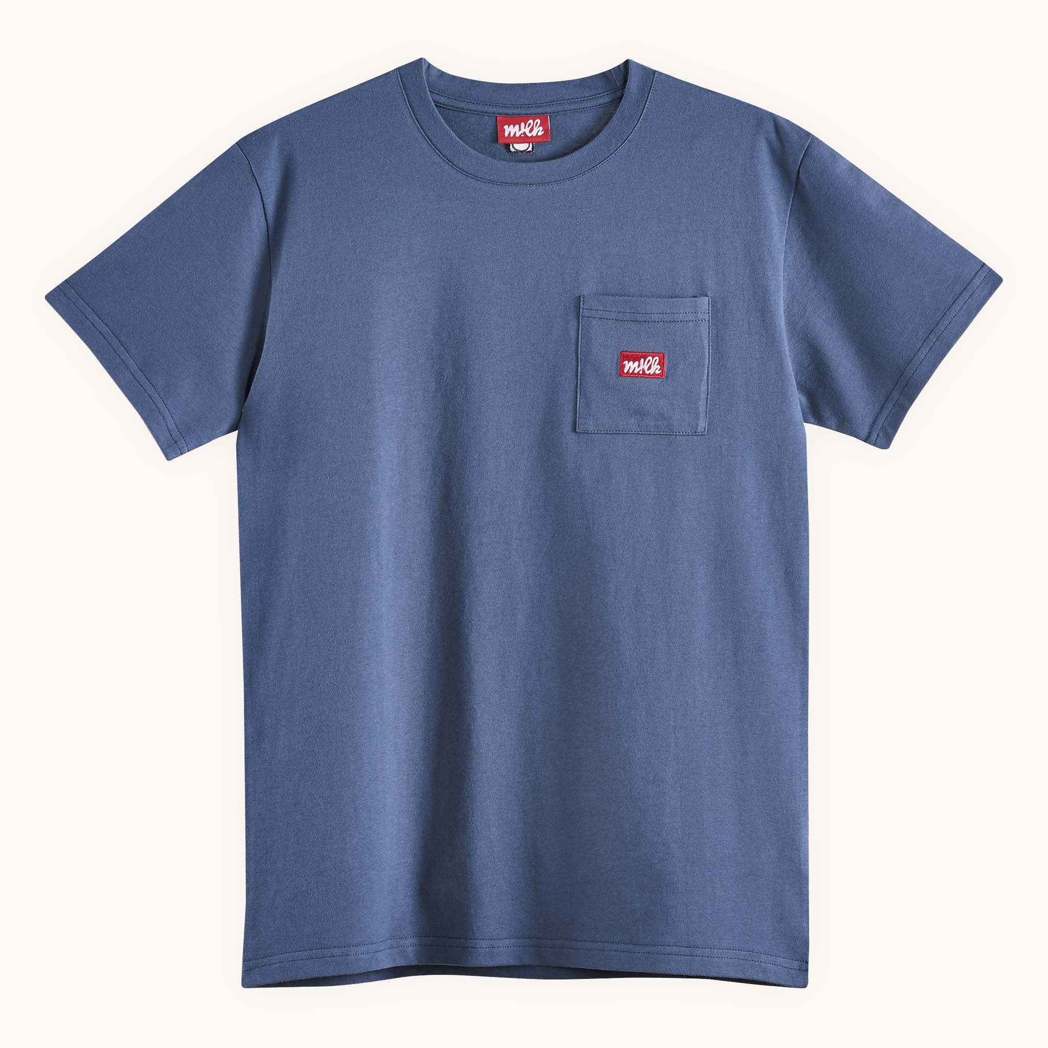 navy pocket t-shirt with embroidered pocket