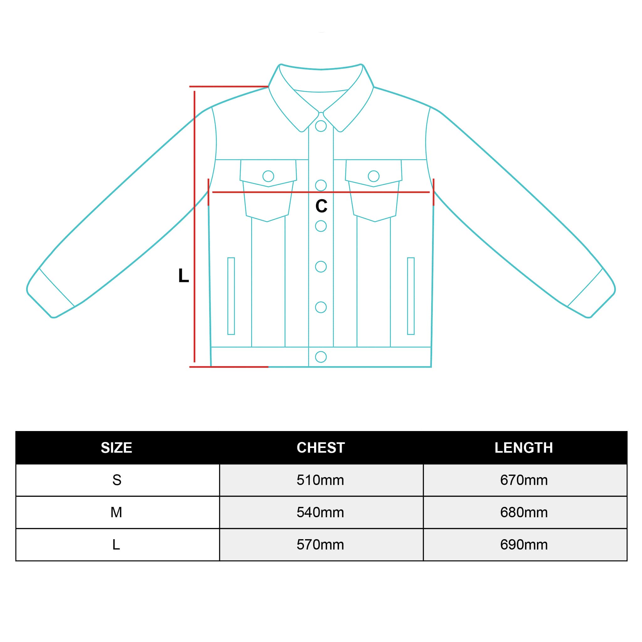 denim jacket size guide